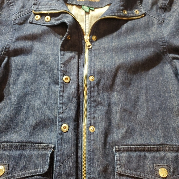Womens Ralph Lauren Dark Blue Denim Jacket with Gold Details Med - Picture 4 of 11